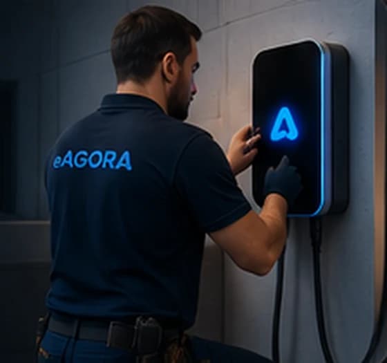 Eletricista a instalar um carregador de parede